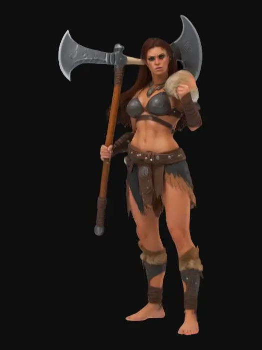 3D model for Beautiful female barbarian body 