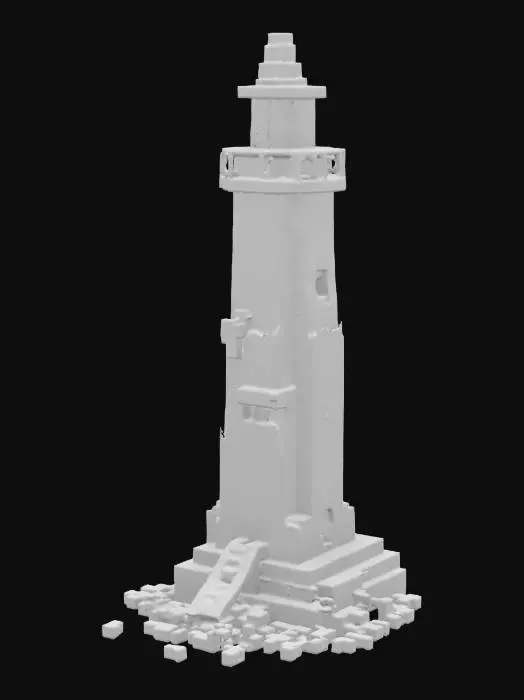 3D model for [Mane] a colorful light house made out of Lego blocks mis match colors like it was put together by a very young child with left oner pieces   #AroundTheWorld#