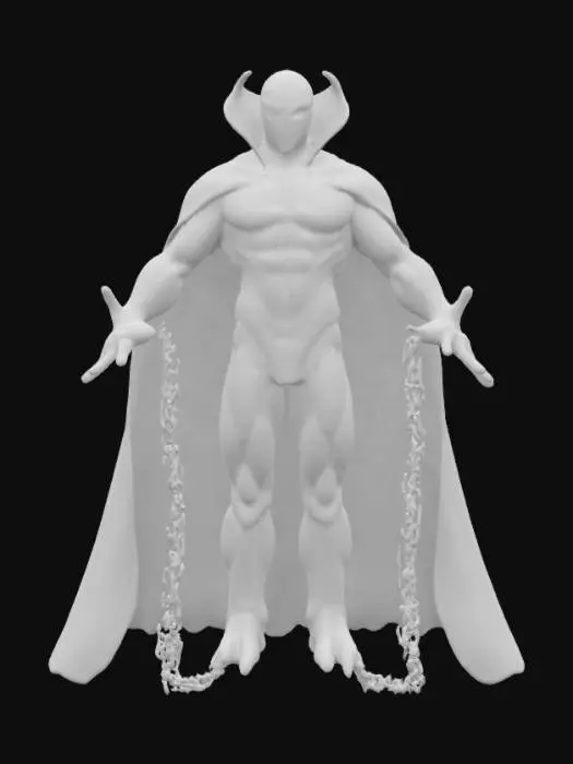 3D model for Todd McFarland's spawn highly detailed huge red cape chains flowing from his hands