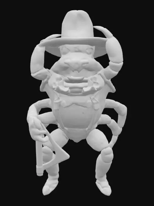 3D model for [Alaska] an Alaskan king crab with a gold shell and humanoid features. He is dressed like a gold prospector. , #AroundTheWorld#