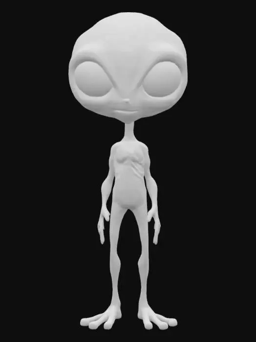 3D model for [area 51] a gray alien skinny body round head black almond shaped eyes #AroundTheWorld#