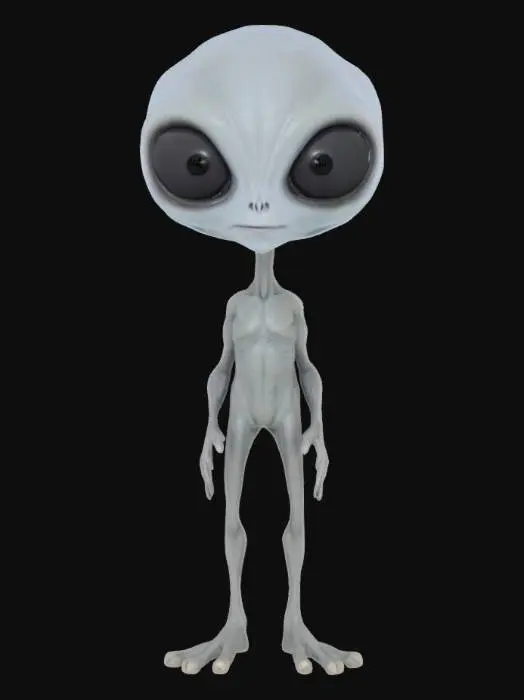 3D model for [area 51] a gray alien skinny body round head black almond shaped eyes #AroundTheWorld#