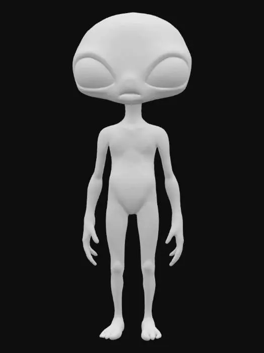 3D model for [area 51] a gray alien skinny body round head black almond shaped eyes #AroundTheWorld#