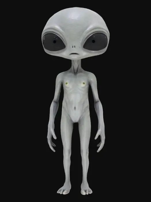 3D model for [area 51] a gray alien skinny body round head black almond shaped eyes #AroundTheWorld#
