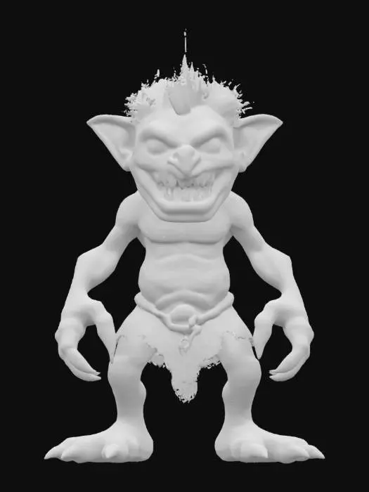 3D model for An Edd big Daddy Roth style ratfink orc character grotesque features over exaggerated mouth and hands short legs big feet 