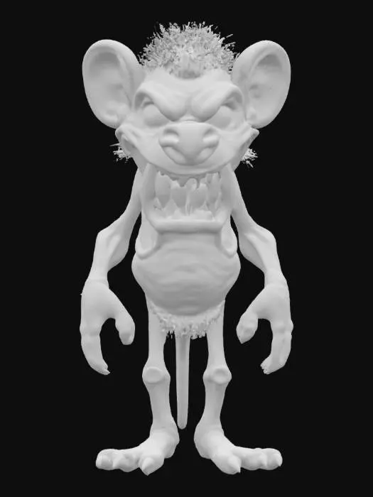 3D model for An Edd big Daddy Roth style ratfink orc character grotesque features over exaggerated mouth and hands short legs big feet 