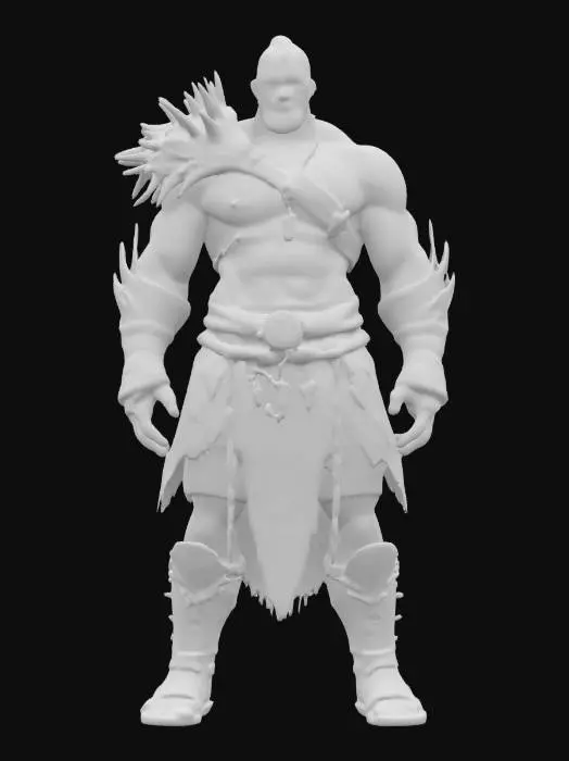 3D model for dragon born barbarian muscular body leather clothing  