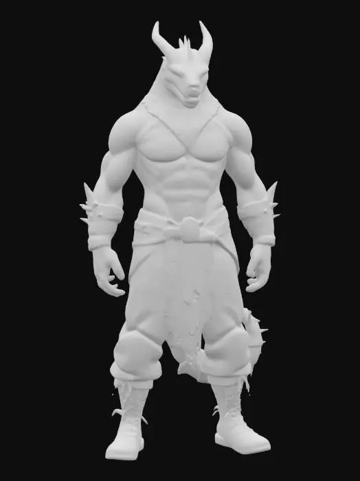 3D model for dragon born barbarian dragon head muscular humanoid body leather clothing  