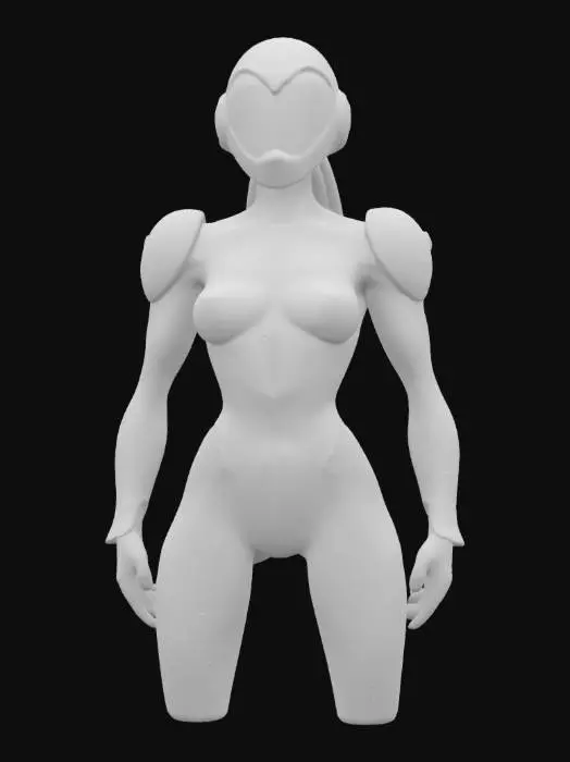 3D model for Metroid Samus helmet on female body tight fit purple jumpsuit 
