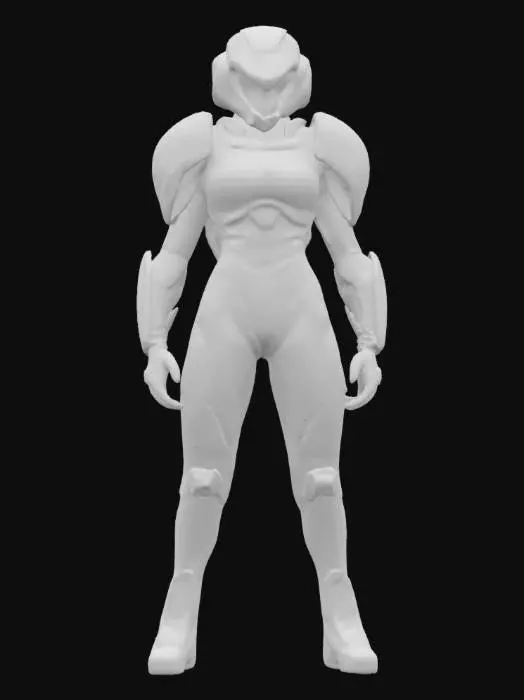 3D model for Metroid Samus helmet on female body tight fit purple jumpsuit 