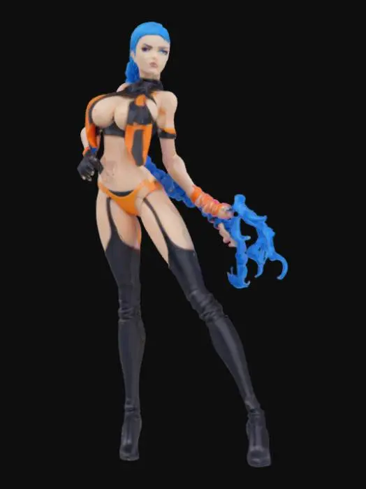 3D model for Action Figure with Blue Hair