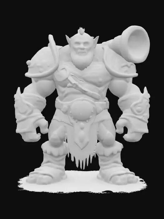 3D model for orc barbarian with stone hand made armor 