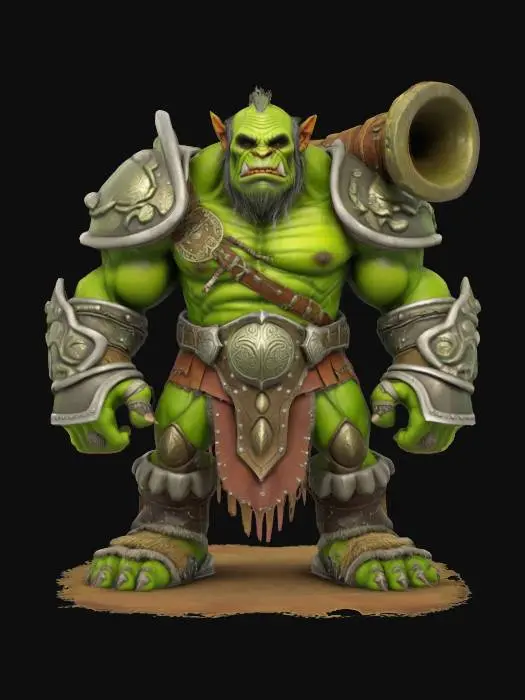 3D model for orc barbarian with stone hand made armor 