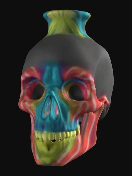 3D model for A skull vase no plants hollow with a bottom 