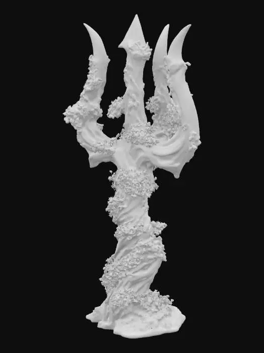3D model for trident covered in sea weed and coral  