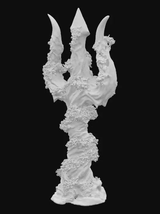 3D model for trident covered in sea weed and coral  