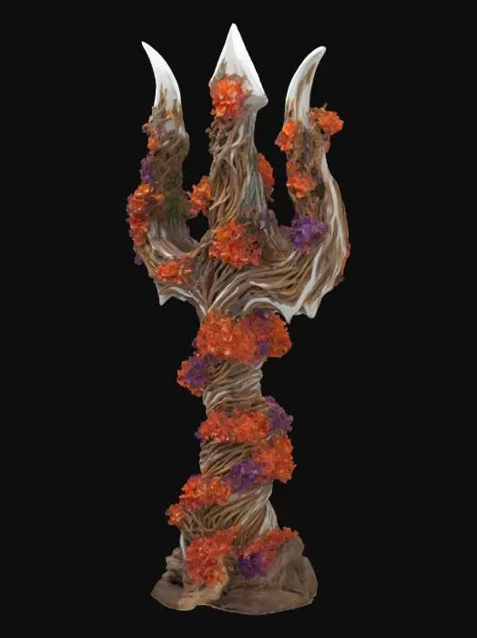 3D model for trident covered in sea weed and coral  