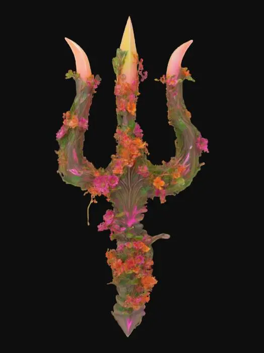 3D model for #ocean#, trident covered in sea weed and coral  