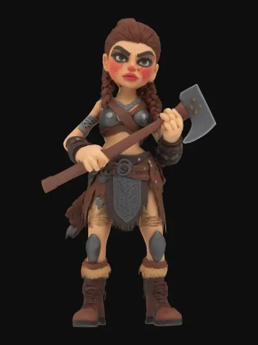 3D model for Claymation female barbarian warrior 
