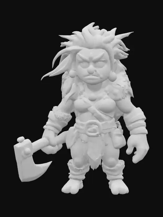 3D model for Claymation female barbarian warrior