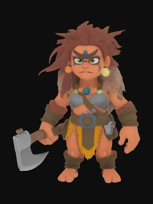3D model for Claymation female barbarian warrior