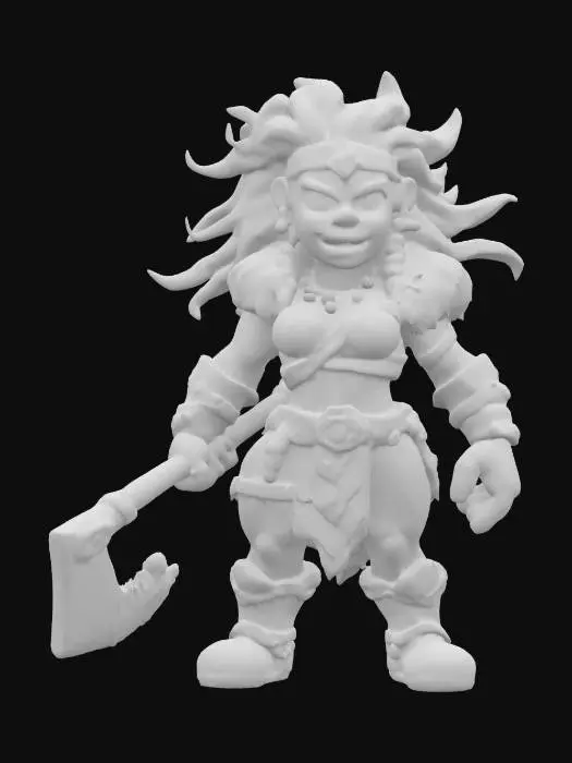 3D model for Claymation female barbarian warrior