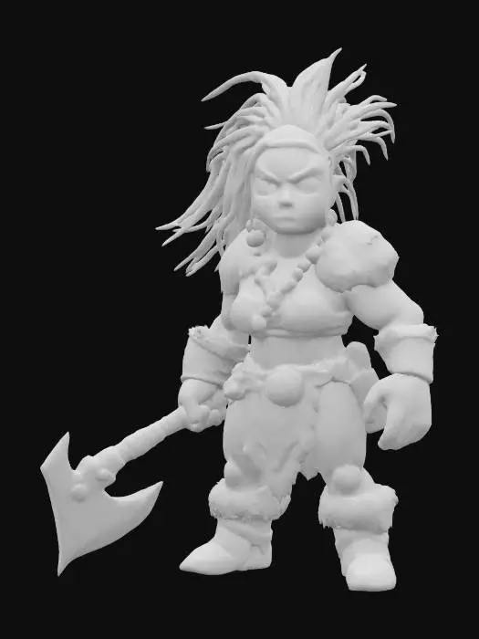 3D model for Claymation female barbarian warrior