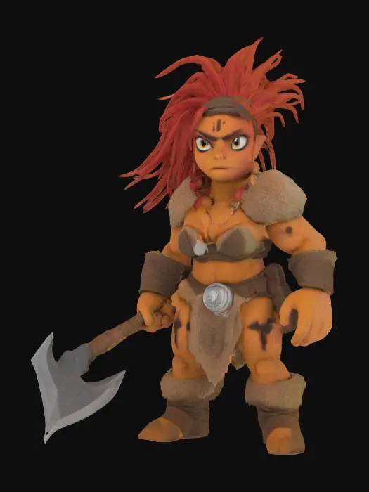 3D model for Claymation female barbarian warrior