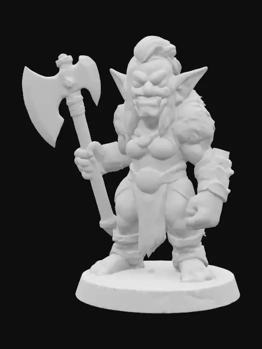 3D model for Claymation female goblin barbarian warrior