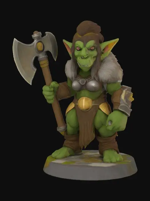 3D model for Claymation female goblin barbarian warrior
