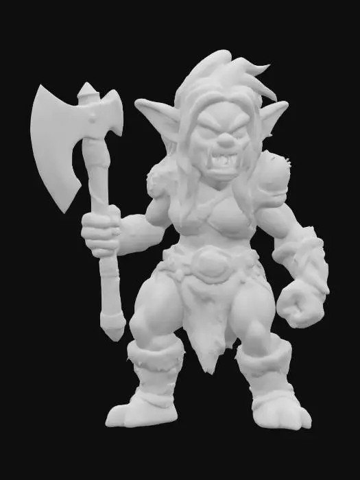 3D model for Claymation female goblin barbarian warrior