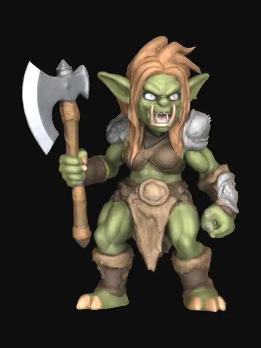 3D model for Claymation female goblin barbarian warrior