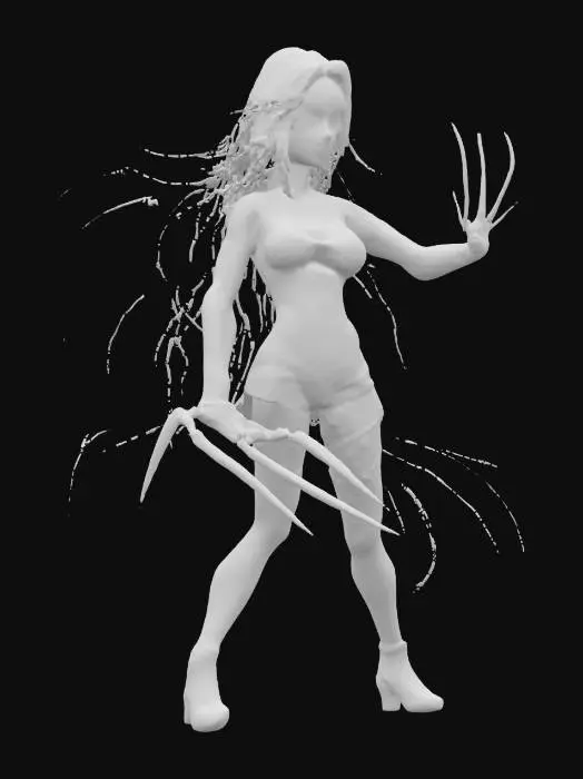 3D model for #SketchTo3D#, hand drawn female comic spawn, sketch 