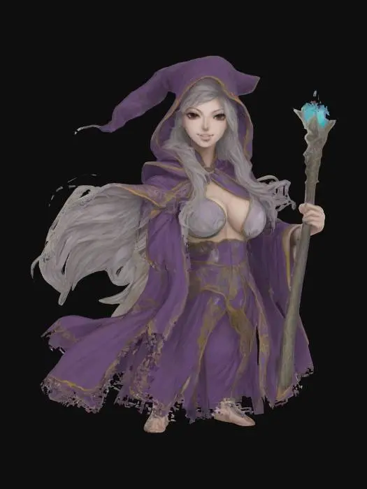3D model for #SketchTo3D#, hand drawn female mage, sketch 