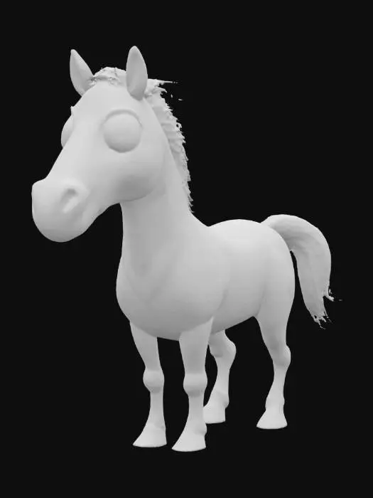 3D model for #SketchTo3D#, a child's drawing of a horse in pencil