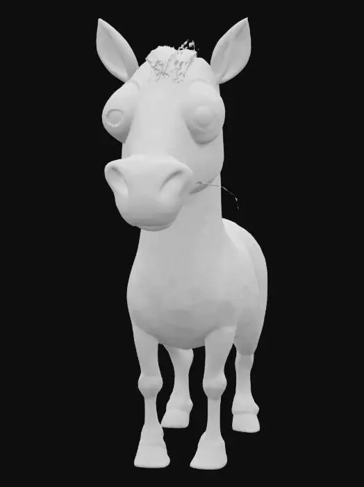 3D model for #SketchTo3D#, a child's drawing of a horse in pencil