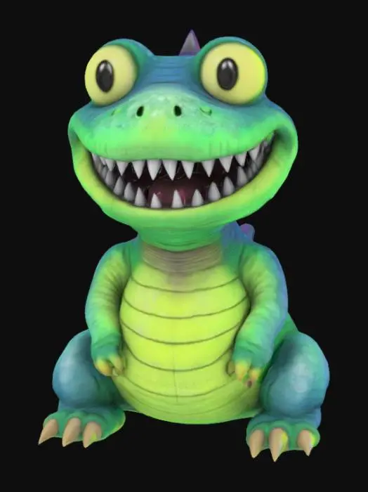 3D model for a child drawing of as slimy pet monster scaly skin , #SketchTo3D#