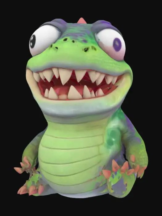 3D model for #SketchTo3D#, a child drawing of as slimy pet monster scaly skin 