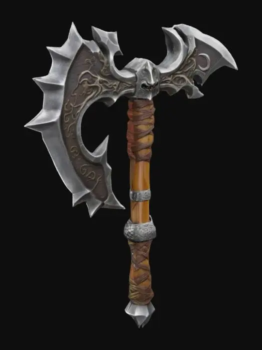 3D model for A large double bladed battle axe with a dragon head for blades 