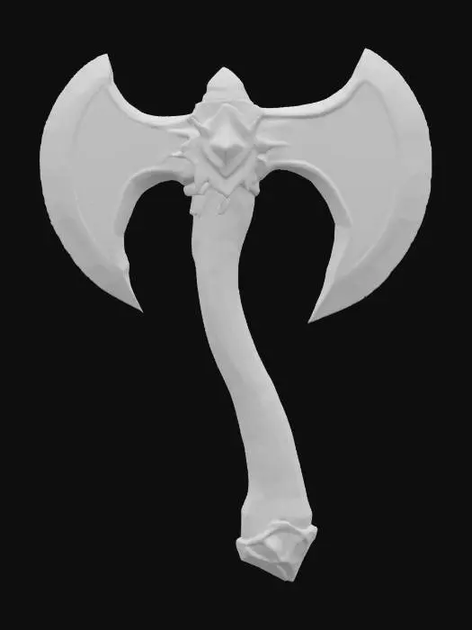 3D model for A large double bladed battle axe with a dragon head for blades a large wooden handle