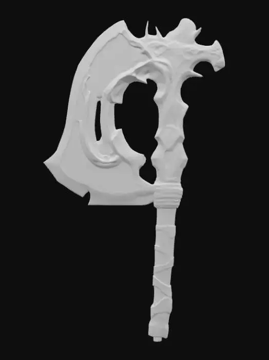 3D model for A large double bladed battle axe with a dragon head for blades