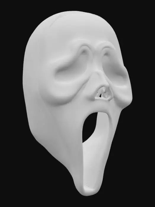 3D model for a ghost face mask from the movie scream golden colored and shiny , #PBR#