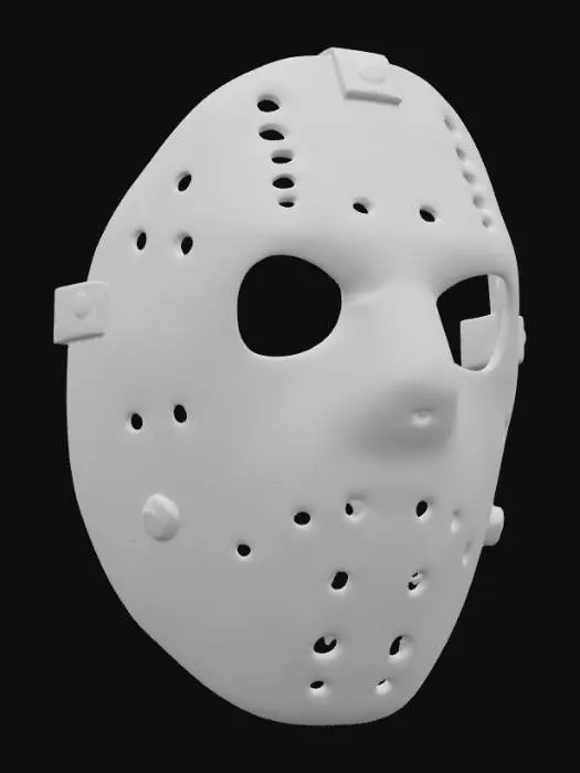 3D model for #PBR#, a hocky mask from the movie Friday the 13th golden colored and shiny , #PBR#