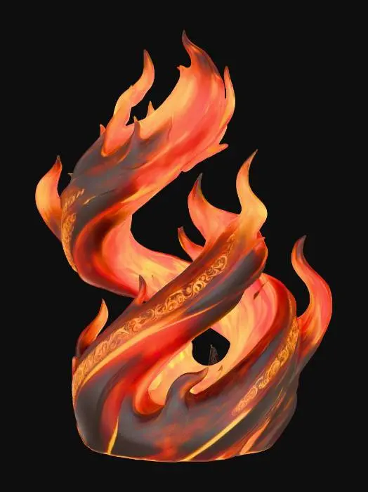 3D model for a stylized flame base in a fantasy dnd style highly detailed simple shapes   