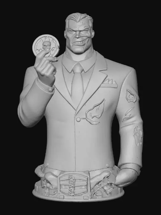 3D model for Bust of Two-Face 1990s cartoon #villain# straight out the cartoons Batman forever , #villain#