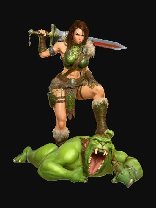 3D model for Warrior's Triumph, #villain# vanquish