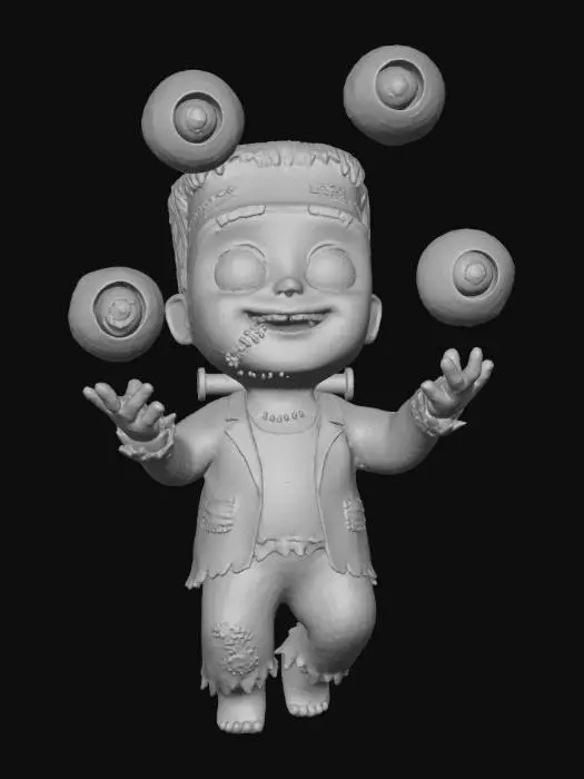 3D model for #Halloween2025#, A cute little Frankenstein's monster juggling eyeballs, #Halloween2025#