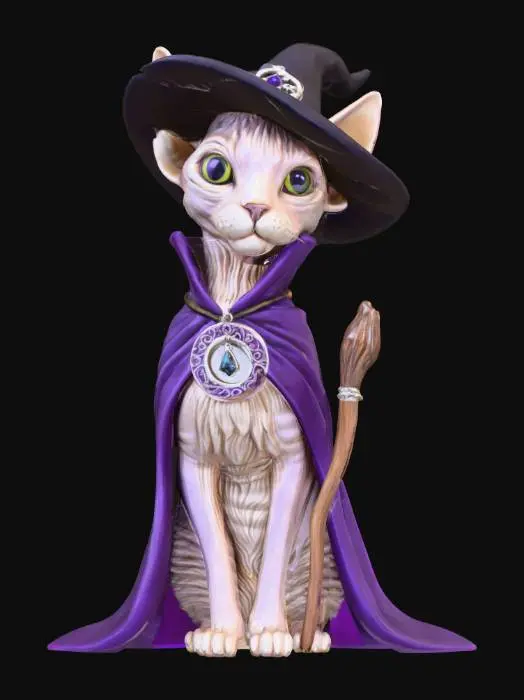 3D model for A hairless cat witch , #Halloween2025#