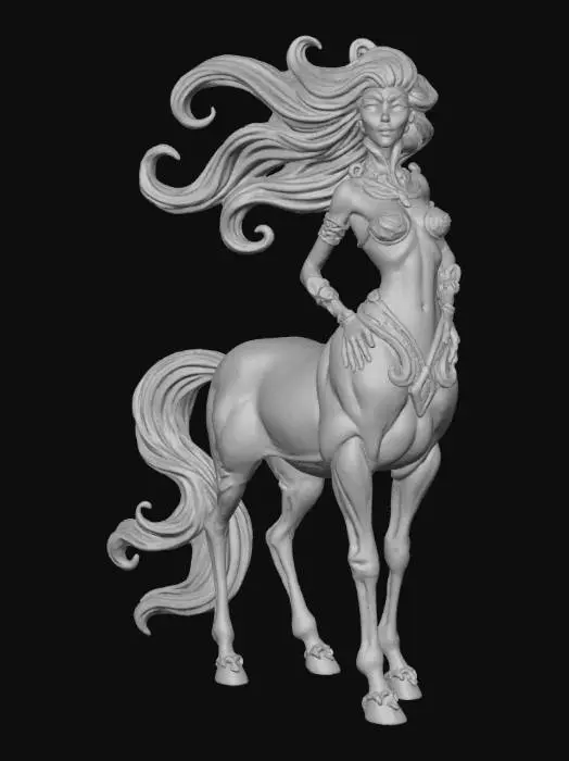 3D model for #Halloween2025#, Highly detailed stylized figurine of a beautiful woman centaur