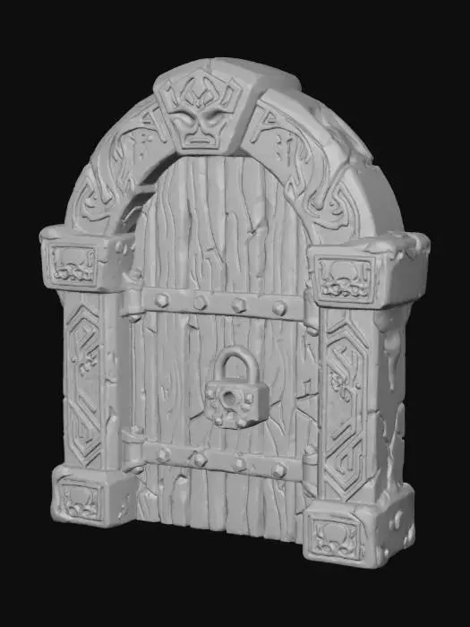 3D model for Highly stylized almost cartoon style 3D dungeon doorway